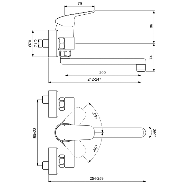 Baterija T+H jednoručna za kuhinju CERAFLEX (B1730AA) – Energoterm