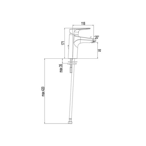 Baterija usadna s 2 cijevi jednoručna za umivaonik 118×91 mm UNITAS INFINITY (00014)