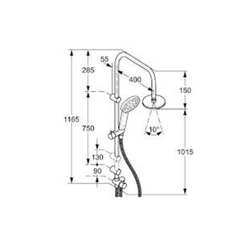 Dual shower sistem chrome 200 mm KLUDI ZENTA 2S (6609005-00)