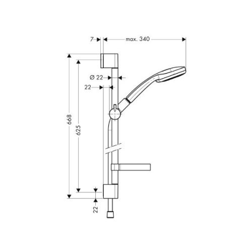 Šipka klizna, tuš ručica hidromasažna, crijevo za tuš 160 cm, držač sapuna set CROMA 100 MULTI/ UNICA “C HANSGROHE (27775000)