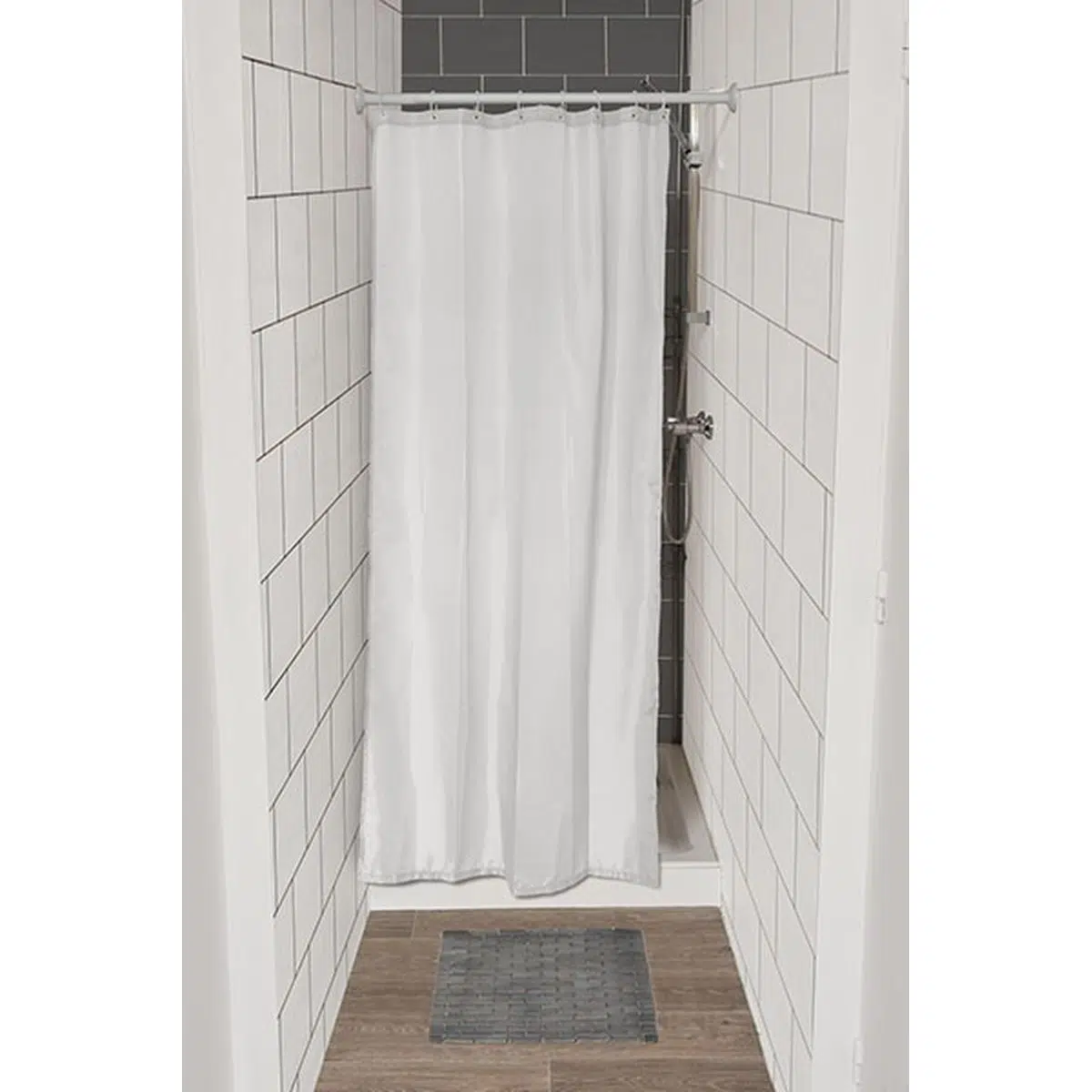 Zavjesa za kadu 120X180 cm poliester, bijela + 8 pp kukica TENDANCE