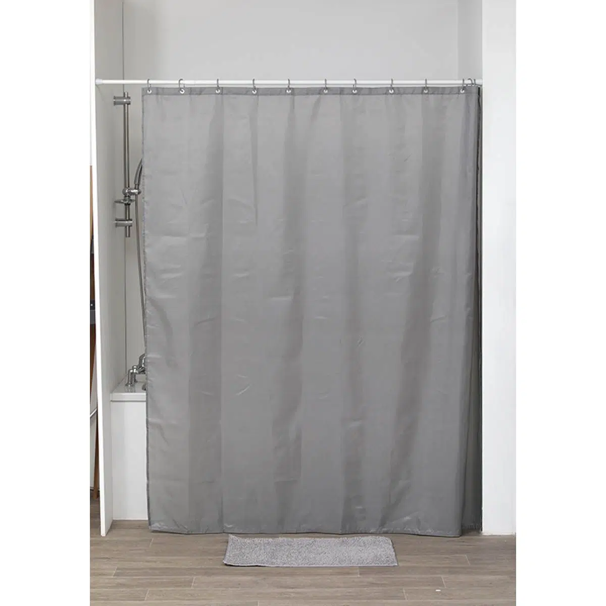 Zavjesa za kadu 180X200 cm poliester, siva + 12 pp kukica TENDANCE