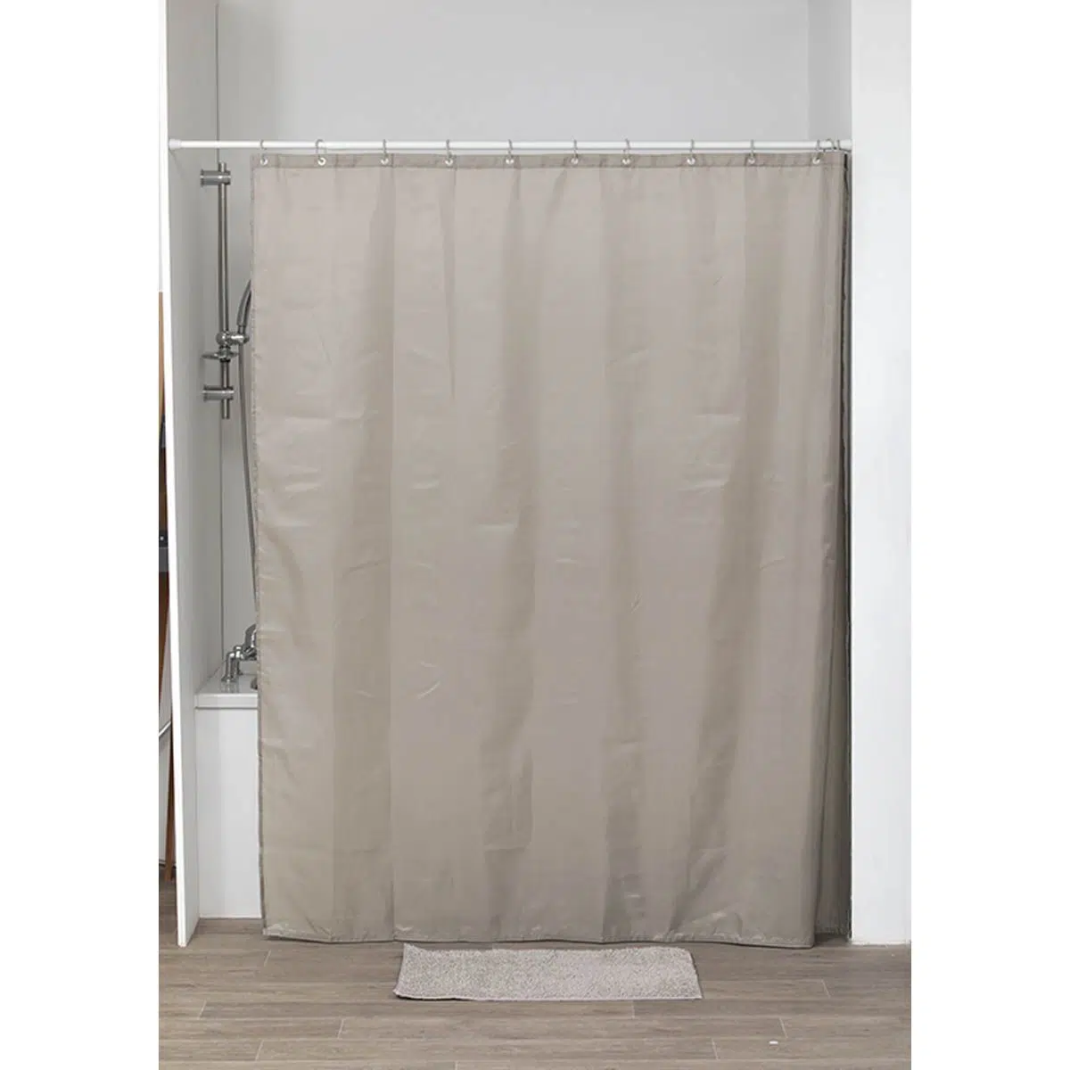 Zavjesa za kadu 180X200 cm poliester, sivo smeđa + 12 pp kukica  TENDANCE